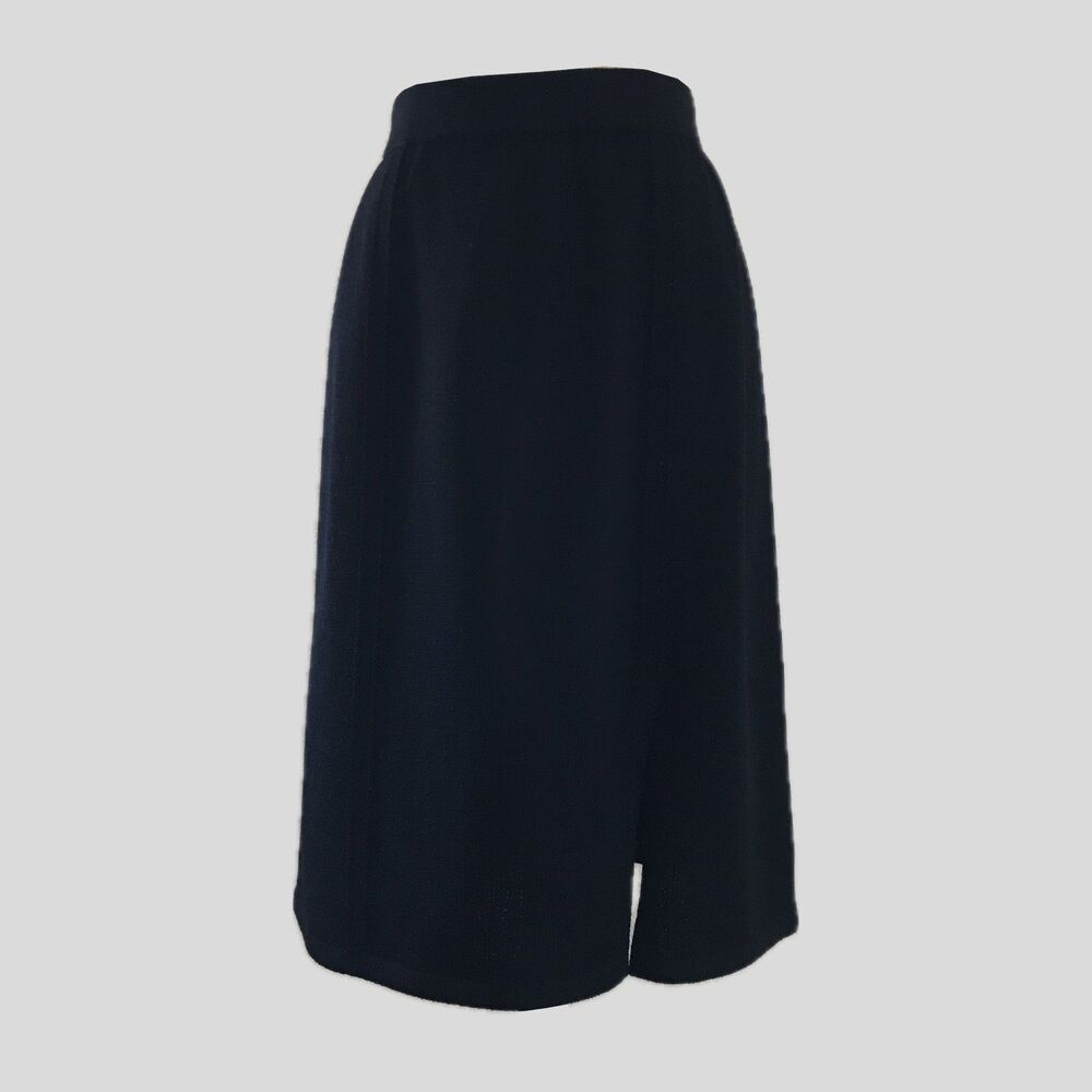 Vintage St John Marie Gray Black Stretch Knit Short Mini Skirt Womens 8